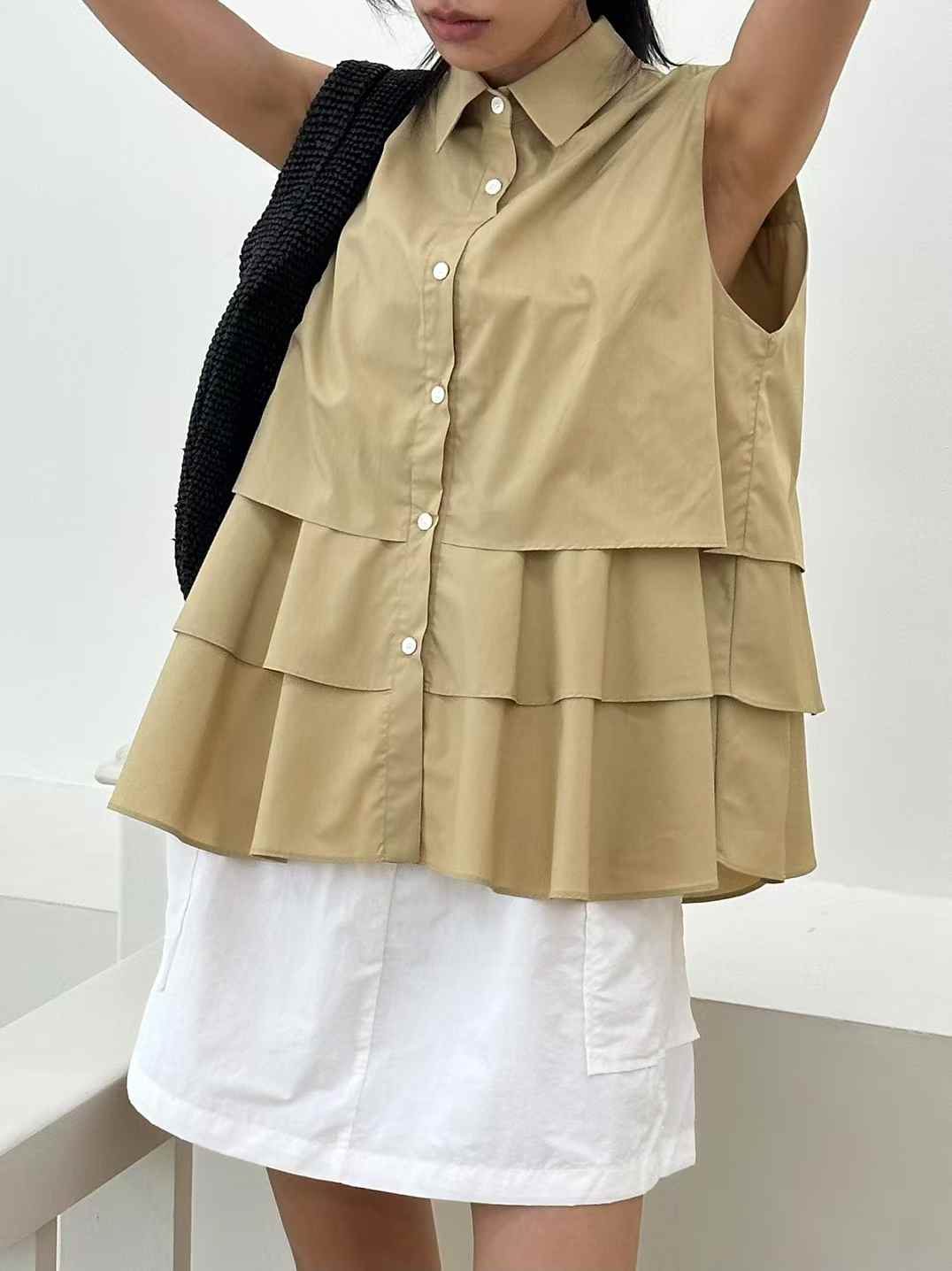 韓國直送Tiered Harmony Sleeveless Shirt