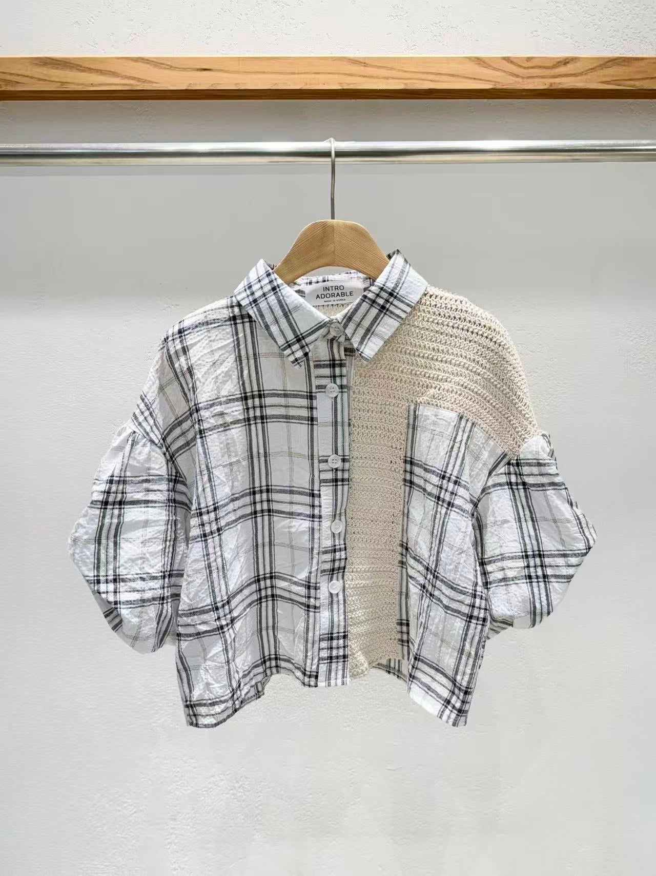 韓國直送Chloe Contrast Plaid Top