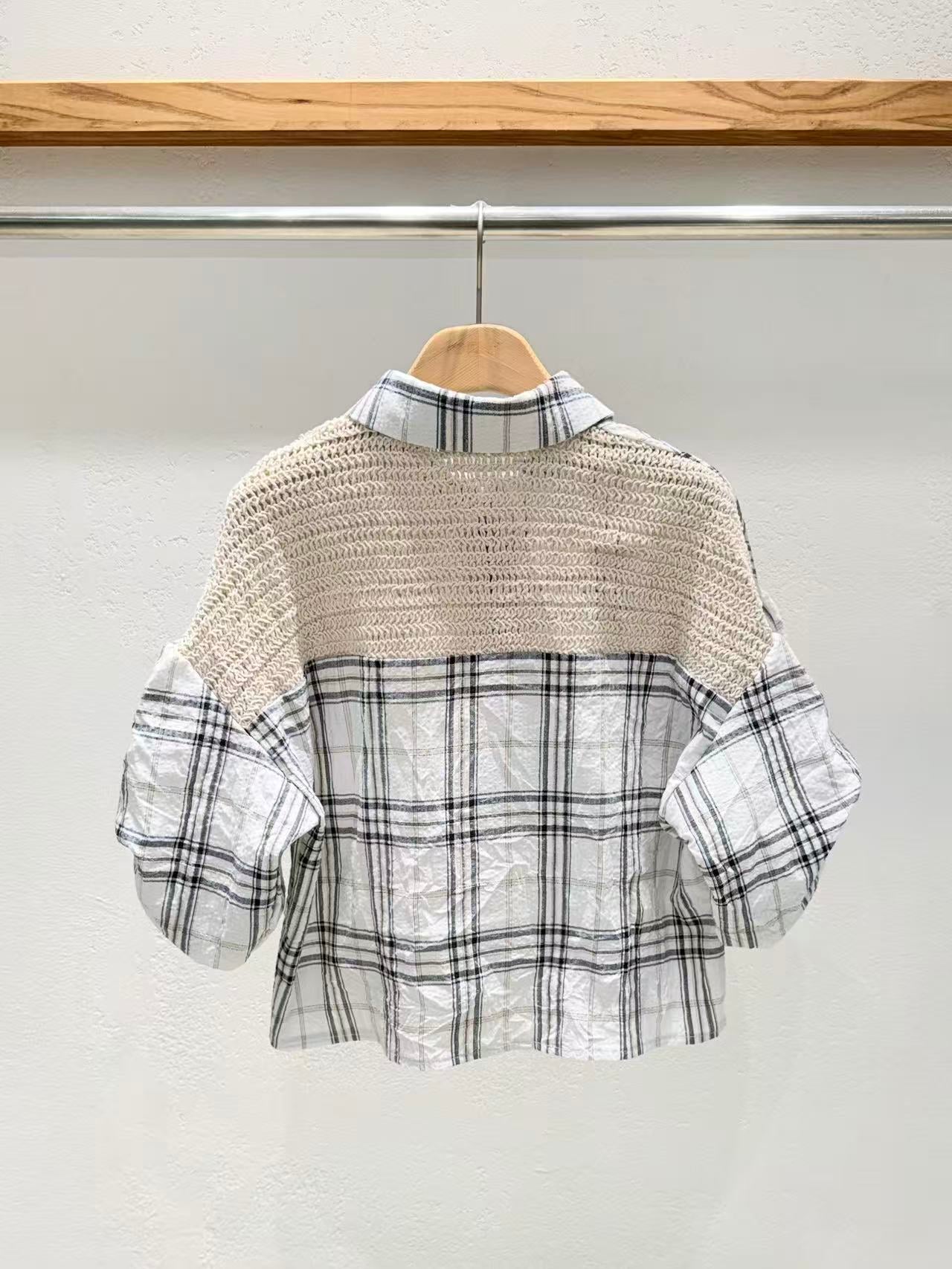 韓國直送Chloe Contrast Plaid Top