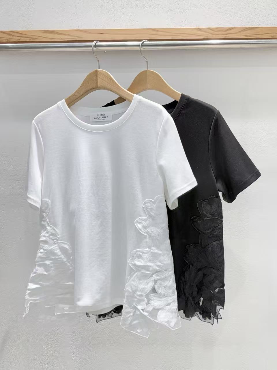 Korean Direct Ship Side Ruffle Detail Tee