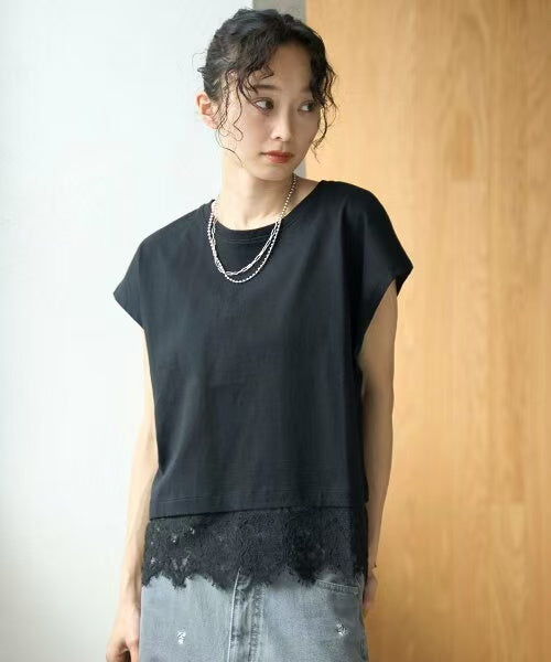 Direct from Japan Lacy Lace Hem Tee