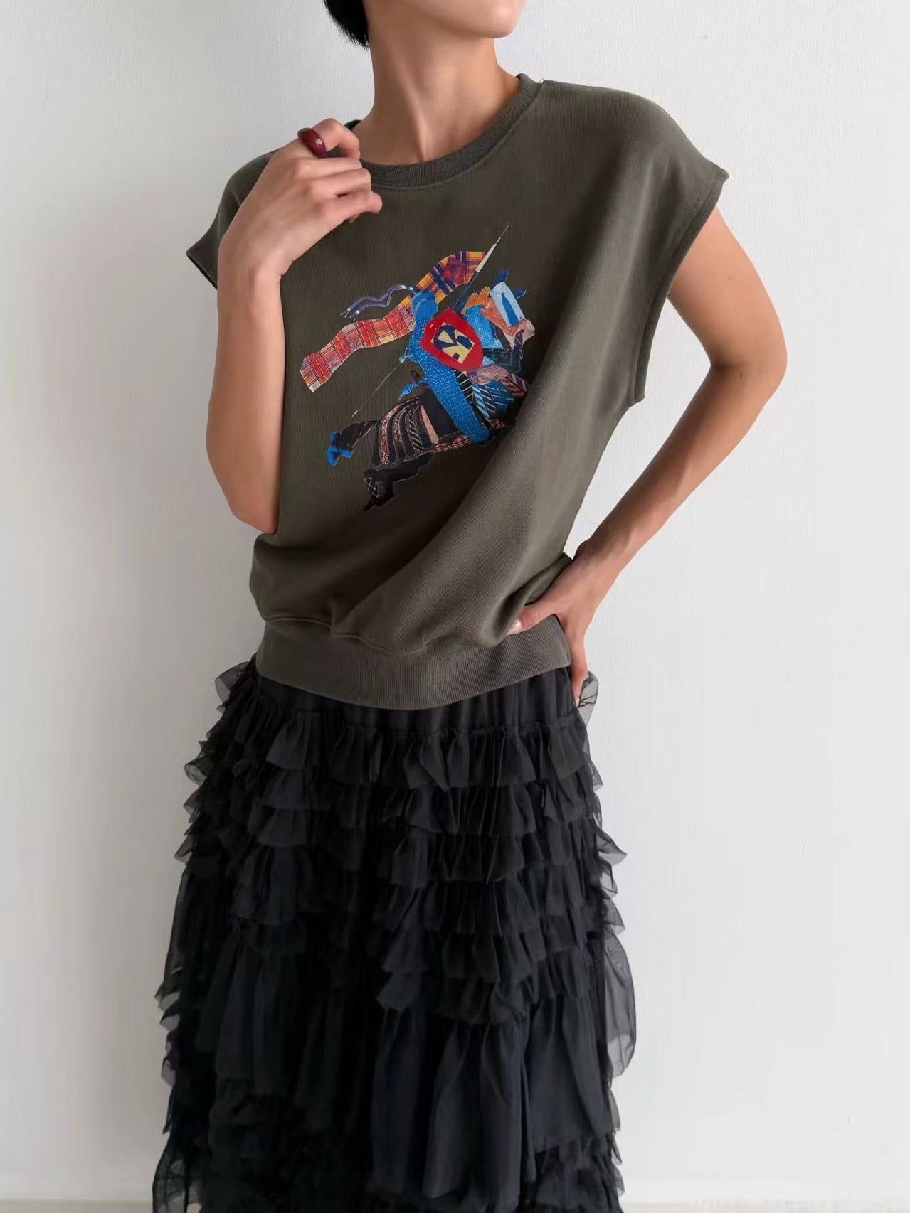 韓國直送Equestrian Print Cap Tee / Skirt