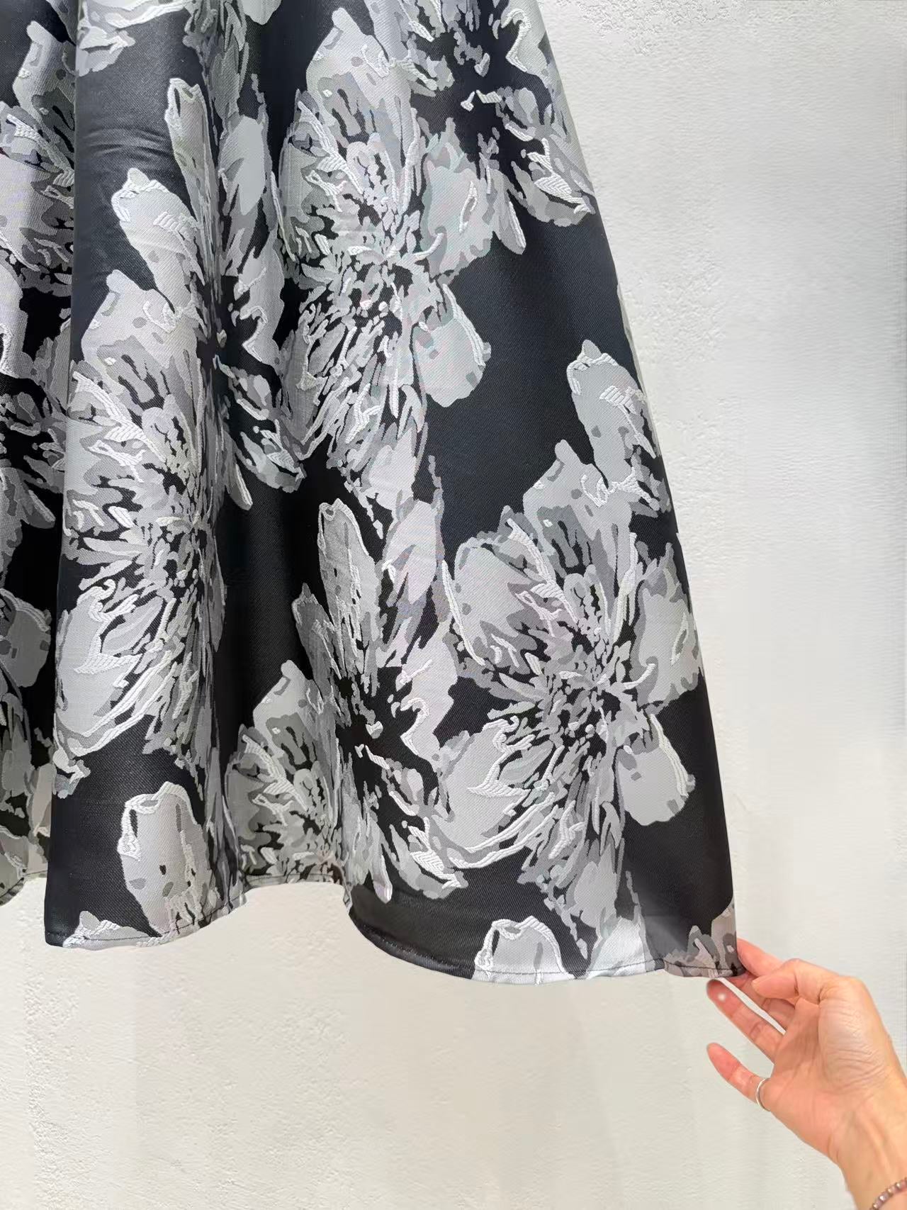 Jacquard Floral Flare Skirt, Directly Shipped from Korea