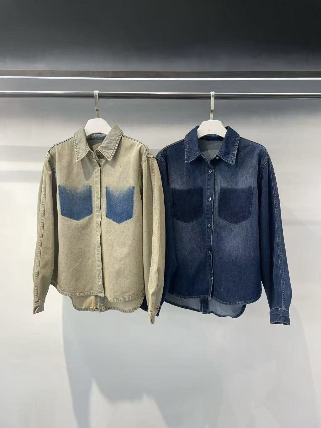 Korean Direct Shipping Shadow Pocket Denim Shirt