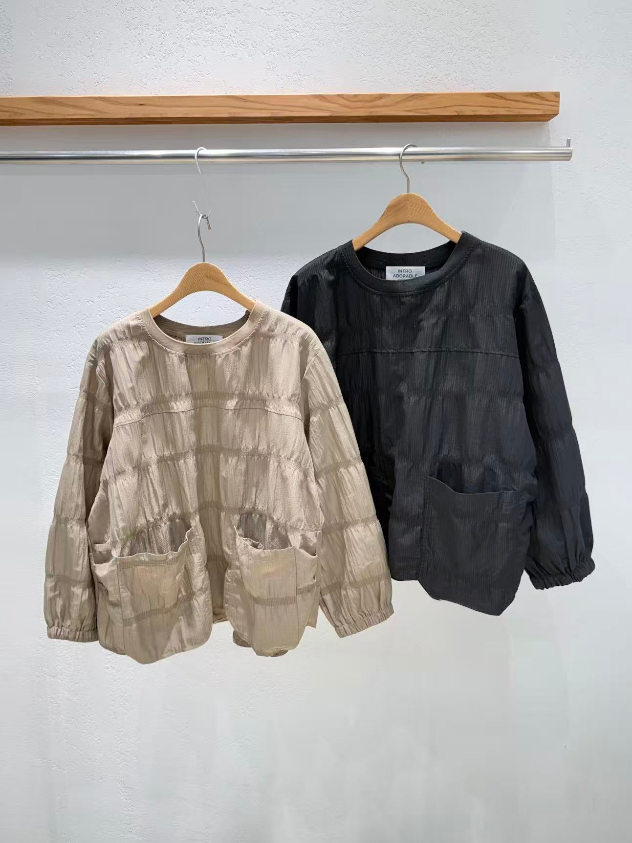 韓國直送Textured Crinkle Pocket Top