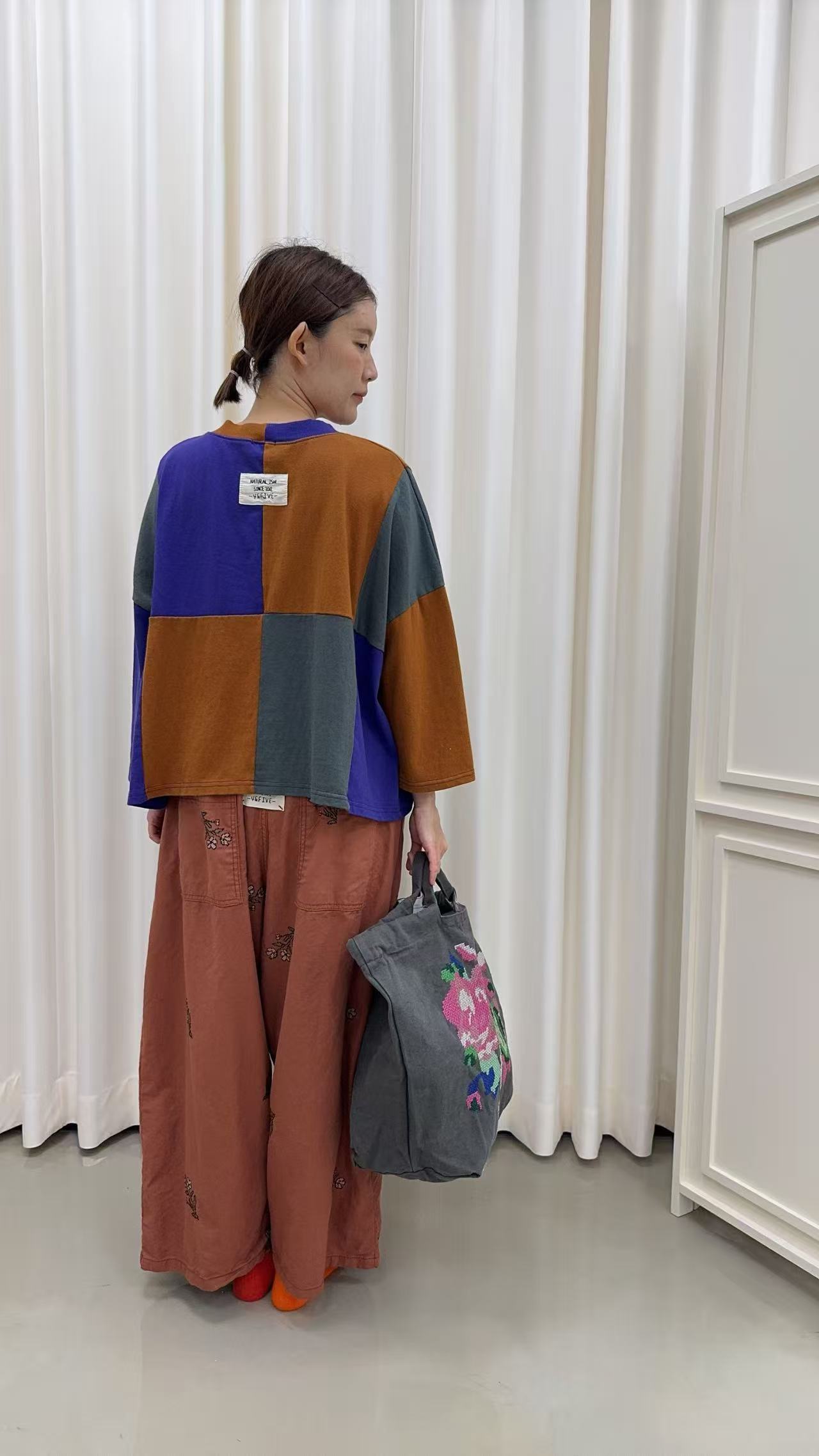 韓國直送Geometric Color-Block Loose Top /Pants