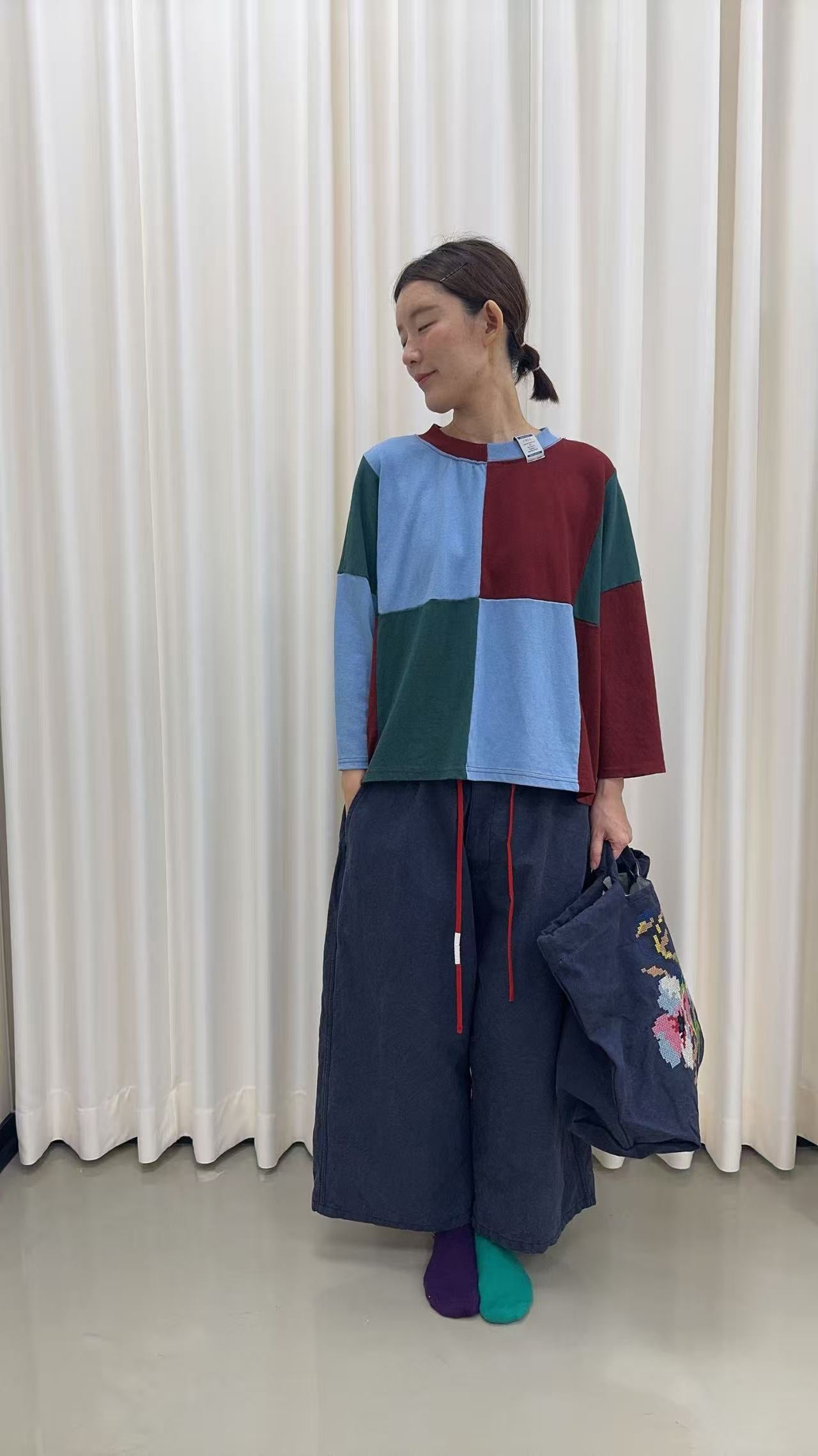 韓國直送Geometric Color-Block Loose Top /Pants