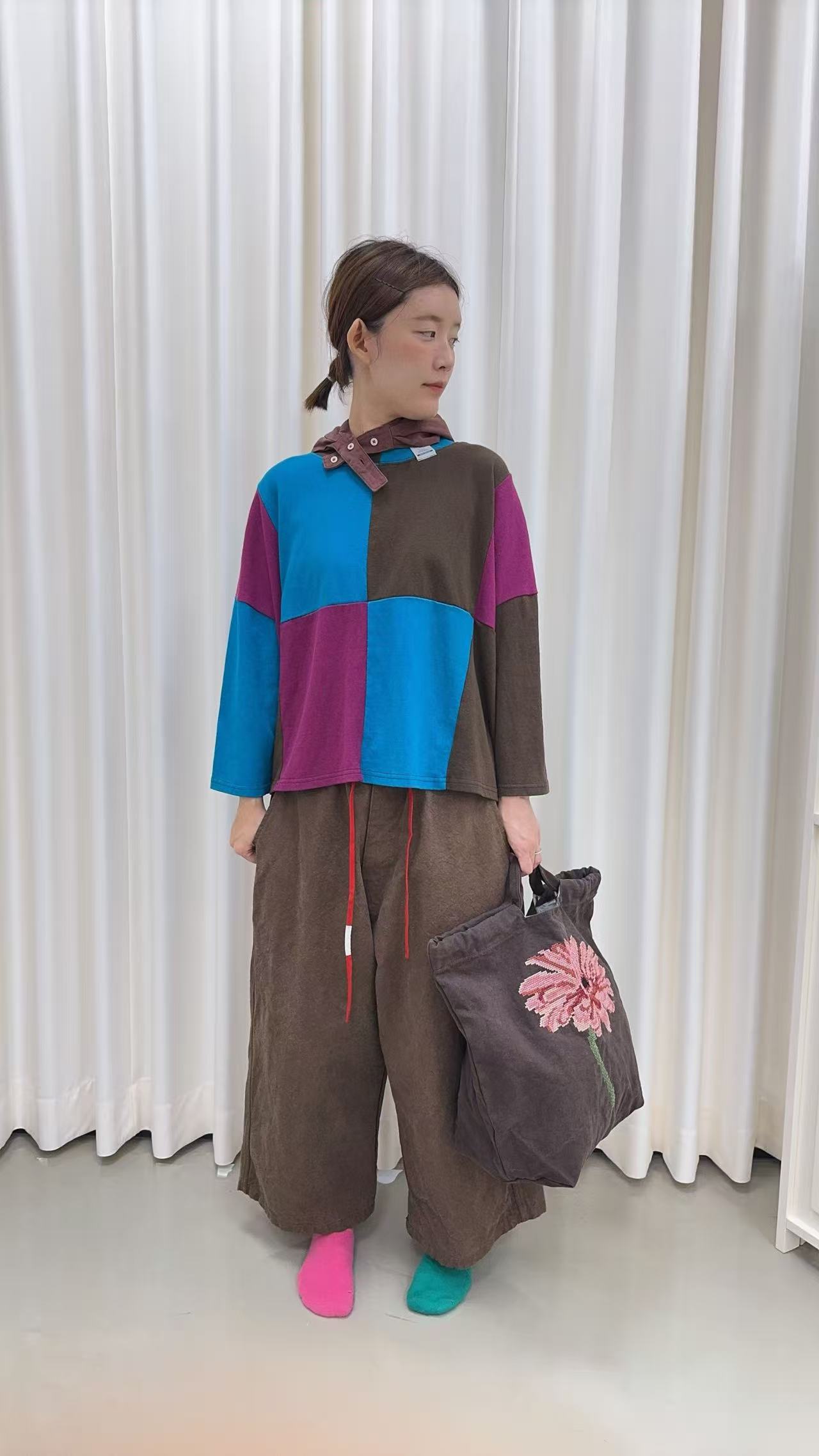 韓國直送Geometric Color-Block Loose Top /Pants