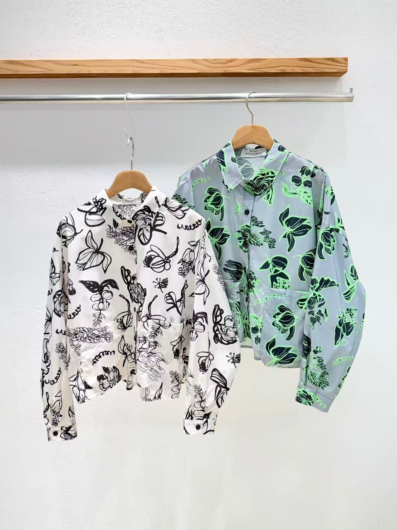 韓國直送Abstract Botanical Pocket Shirt