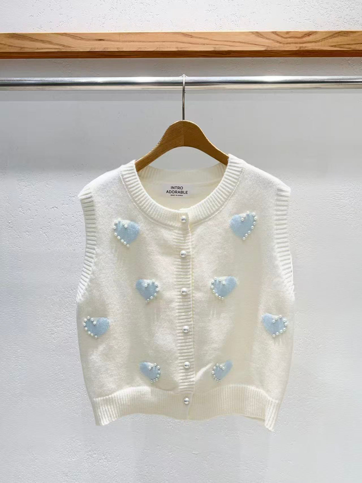 韓國直送Adorable Pearl Heart Knit Vest
