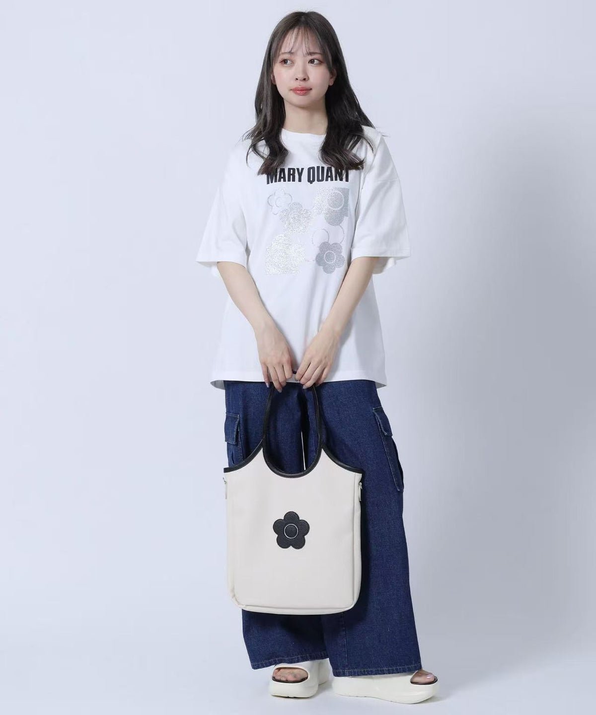 日本直送Mary Quant Daisy Patch Shrink Tote Bag