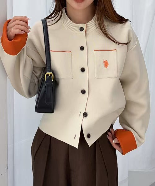 日本直送U.S. POLO ASSN. Double-faced Bi-color Cardigan
