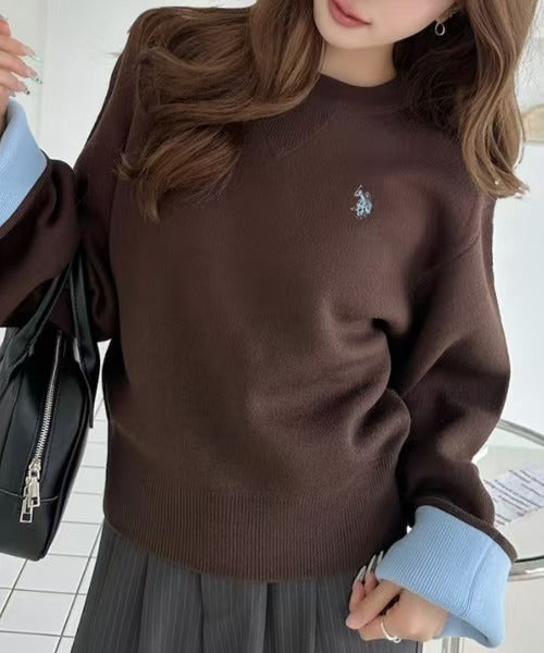 日本直送U.S. POLO ASSN 別注款 Gusseted Cuff, Two-Tone Sweatshirt-Like Knit 🌟貨期4 星期🌟