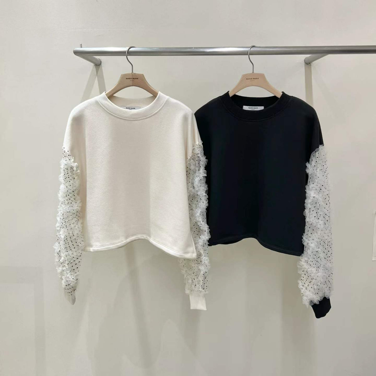 韓國直送Dot Tulle Sweat / Pleat Knit Skirt