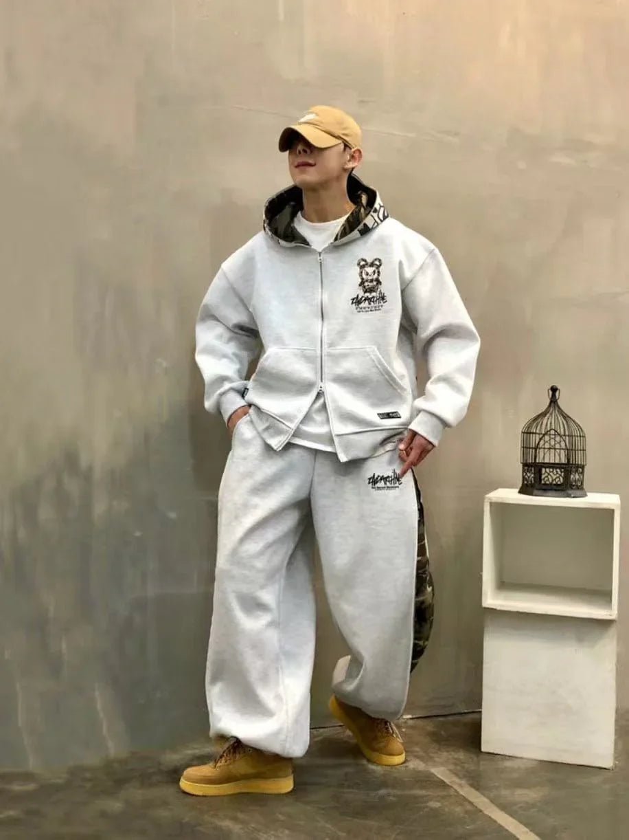 韓國直送🇰🇷 2ND ARCHIVE Angry Camo Bear Pulhood Zip - up - HLY & CHOCCICO