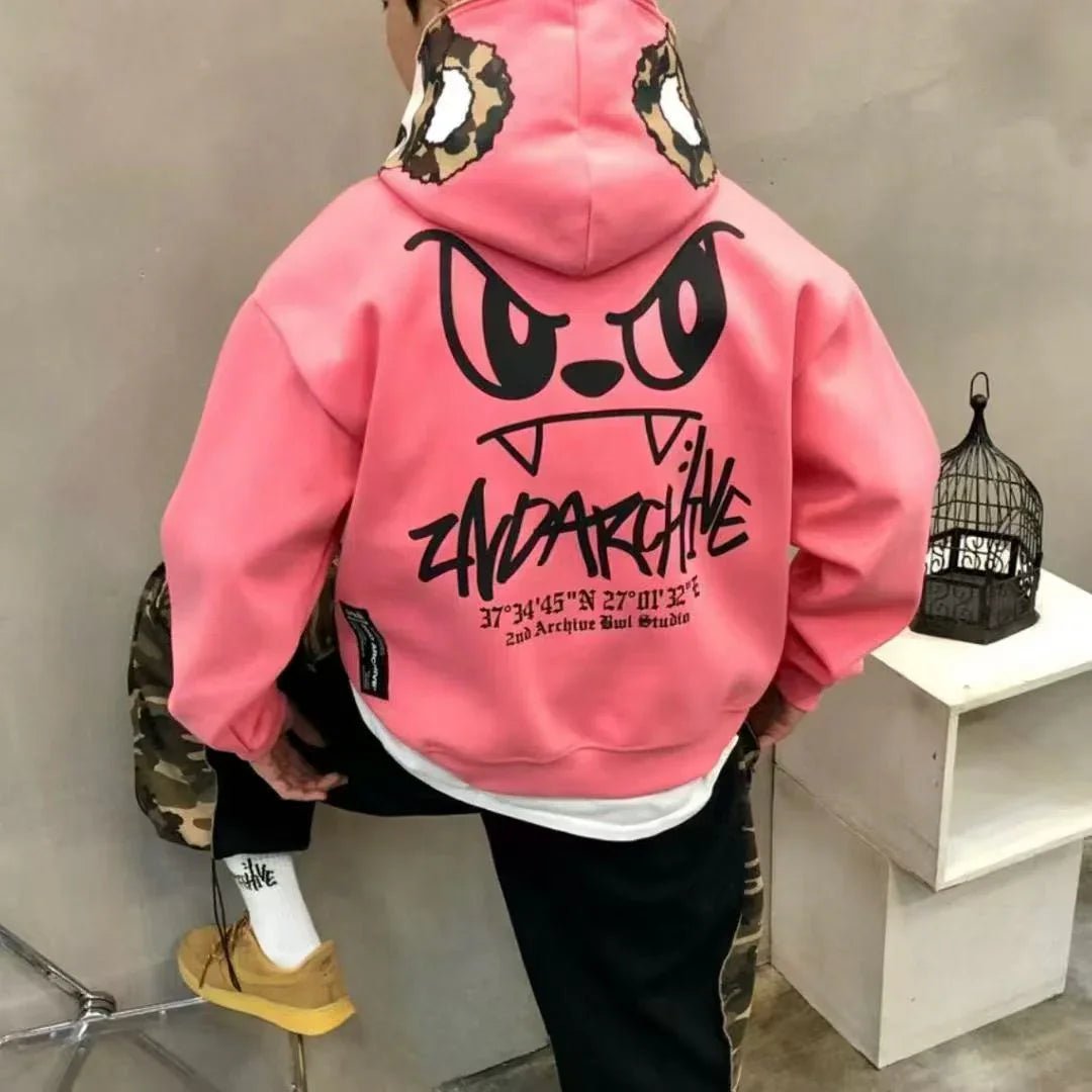 韓國直送🇰🇷 2ND ARCHIVE Angry Camo Bear Pulhood Zip - up - HLY & CHOCCICO