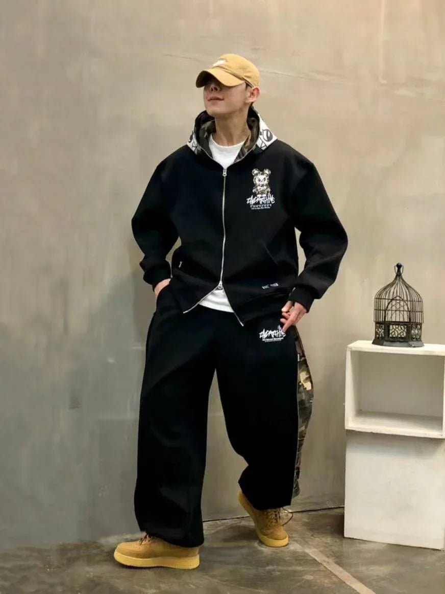 韓國直送🇰🇷 2ND ARCHIVE Angry Camo Bear Pulhood Zip - up - HLY & CHOCCICO