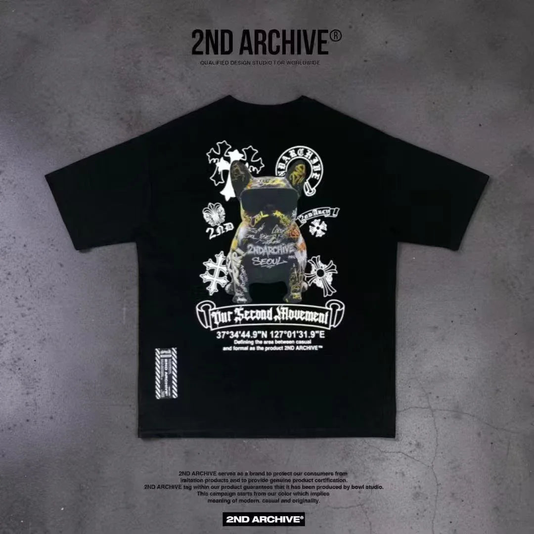 韓國直送🇰🇷 2ND ARCHIVE Black Sunglasses Dog Tee - HLY & CHOCCICO