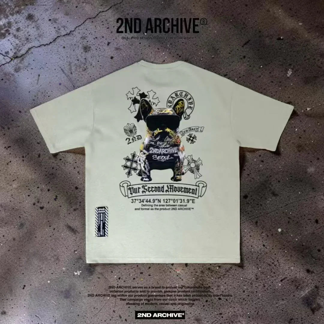 韓國直送🇰🇷 2ND ARCHIVE Black Sunglasses Dog Tee - HLY & CHOCCICO