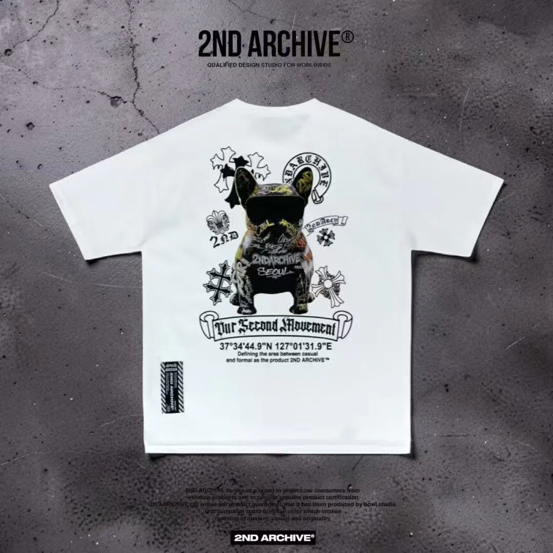 韓國直送🇰🇷 2ND ARCHIVE Black Sunglasses Dog Tee - HLY & CHOCCICO