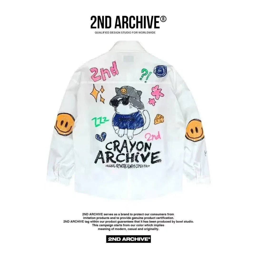 韓國直送 2ND ARCHIVE Crayon Beanie Cat Shirt - HLY & CHOCCICO
