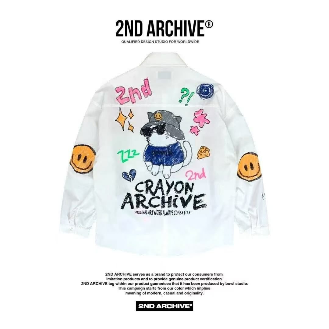 韓國直送 2ND ARCHIVE Crayon Beanie Cat Shirt - HLY & CHOCCICO