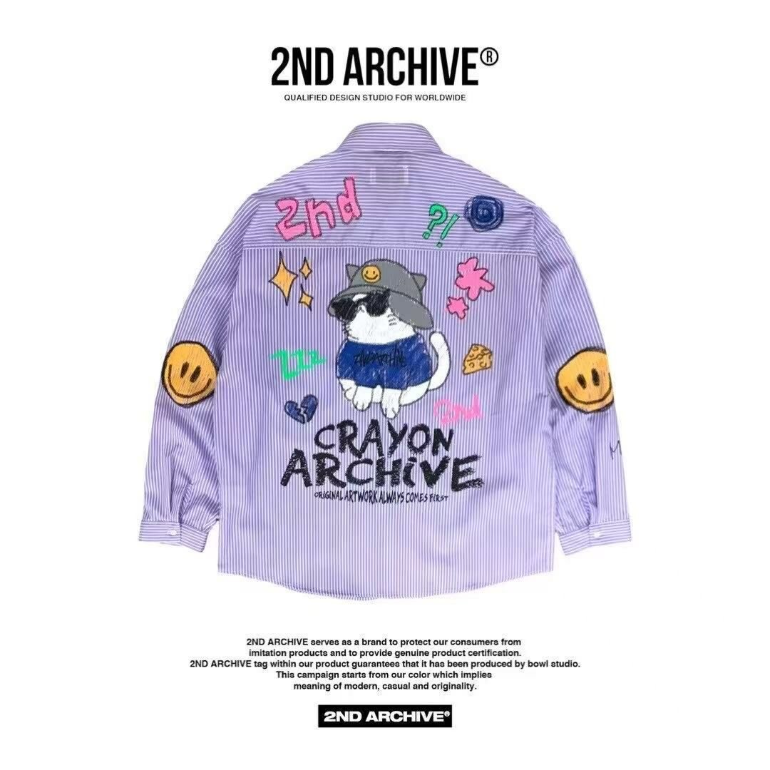 韓國直送 2ND ARCHIVE Crayon Beanie Cat Shirt - HLY & CHOCCICO