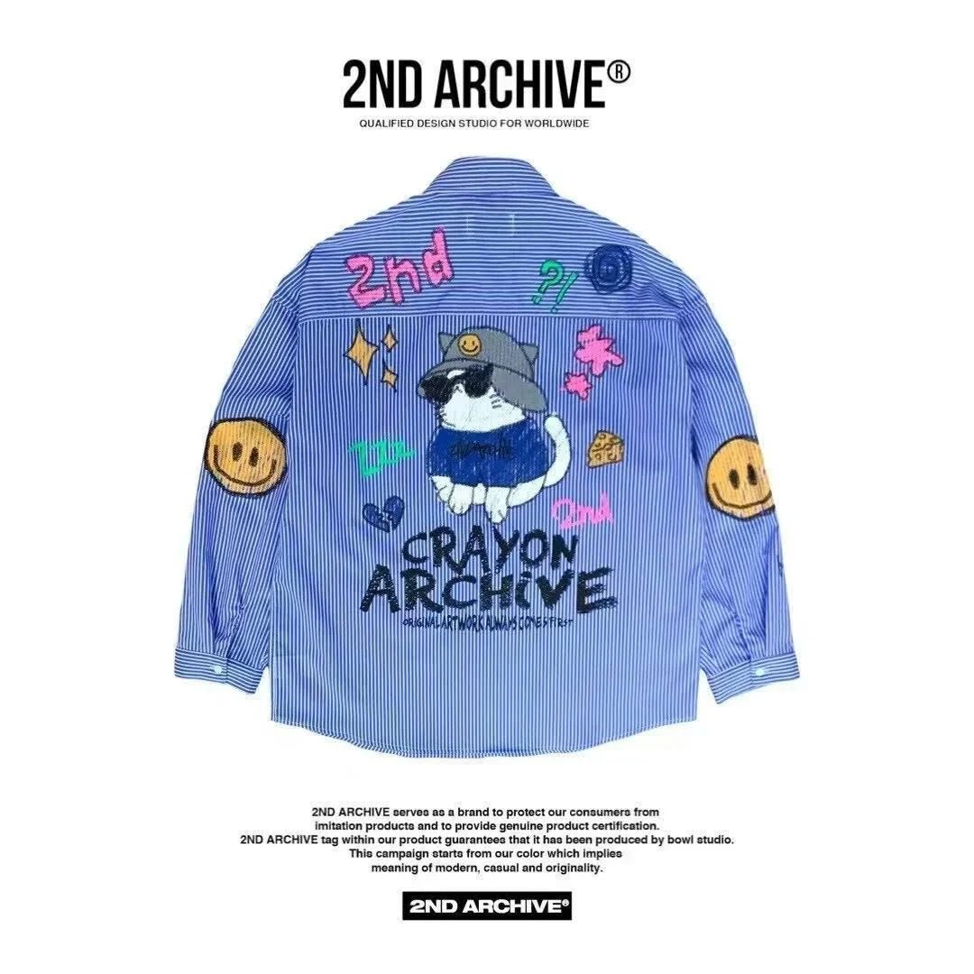 韓國直送 2ND ARCHIVE Crayon Beanie Cat Shirt - HLY & CHOCCICO