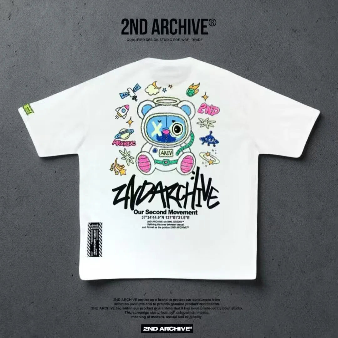 🇰🇷韓國直送🇰🇷 2ND ARCHIVE Glow - in - the - Dark Space Bear Half Palty Tee - HLY & CHOCCICO
