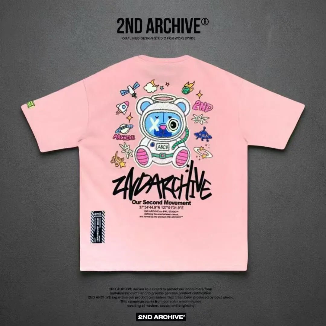 🇰🇷韓國直送🇰🇷 2ND ARCHIVE Glow - in - the - Dark Space Bear Half Palty Tee - HLY & CHOCCICO