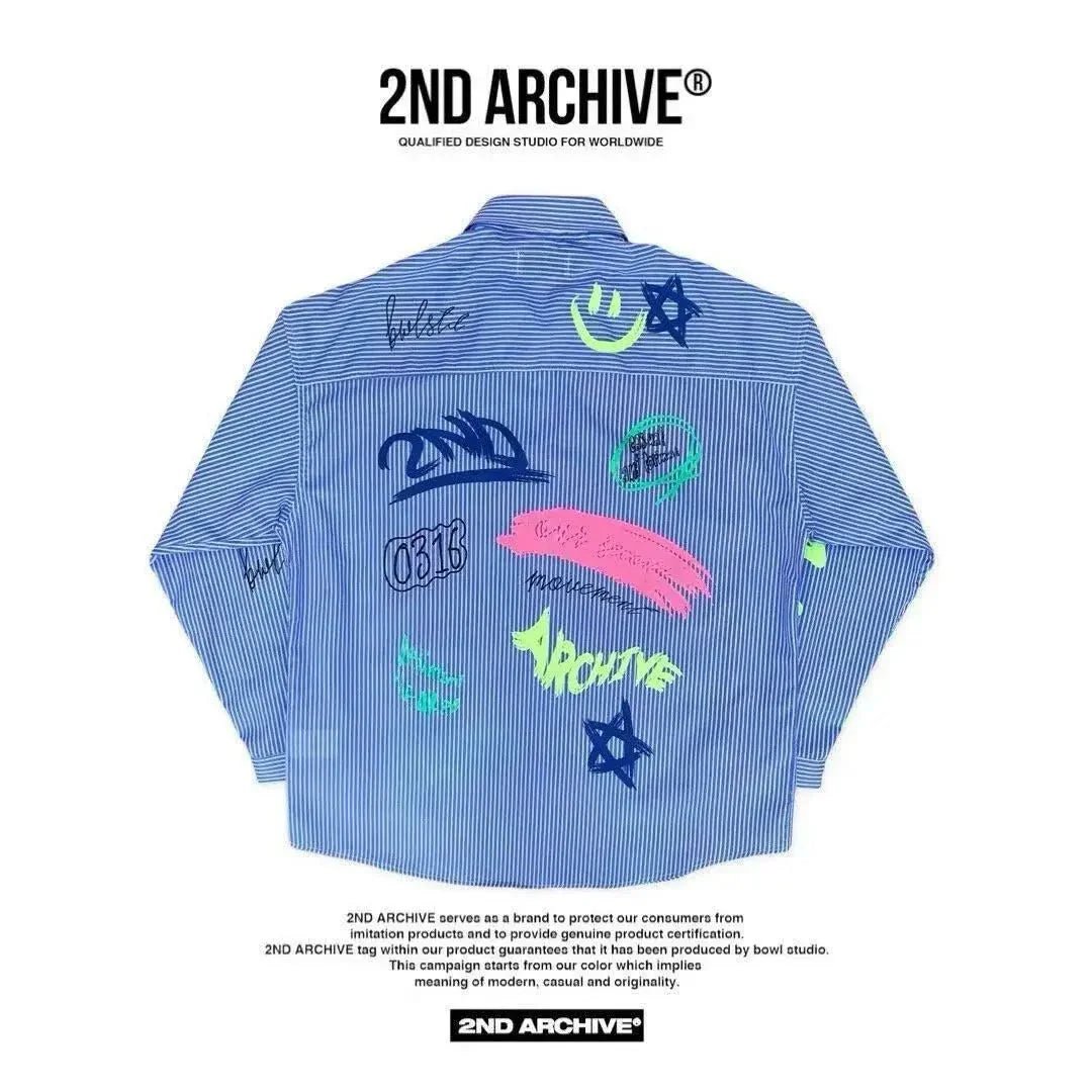 韓國直送🇰🇷 2ND ARCHIVE Half Painting Print Shirt - HLY & CHOCCICO