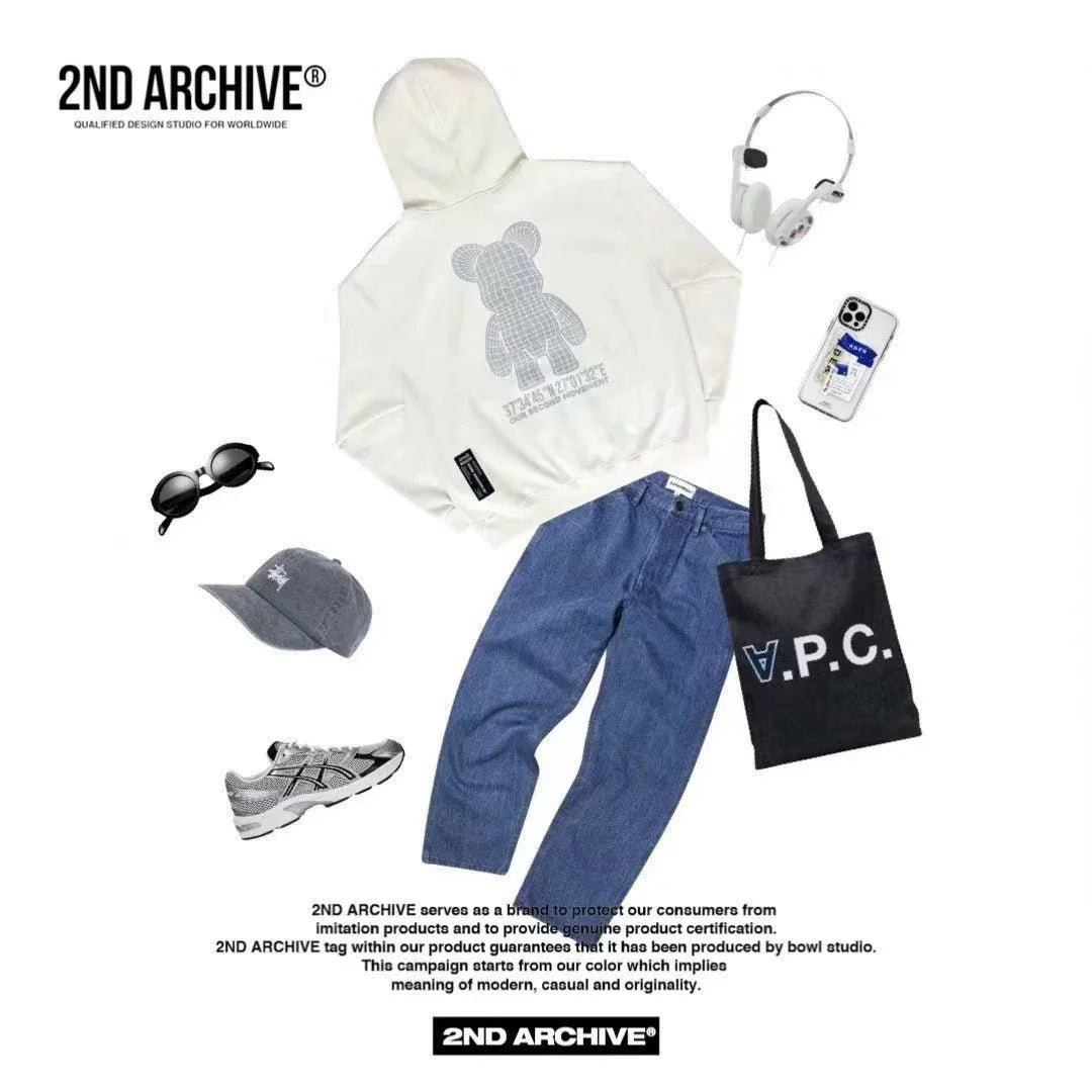 韓國直送🇰🇷 2ND ARCHIVE Lightning Checkered Bear Hoodies - HLY & CHOCCICO
