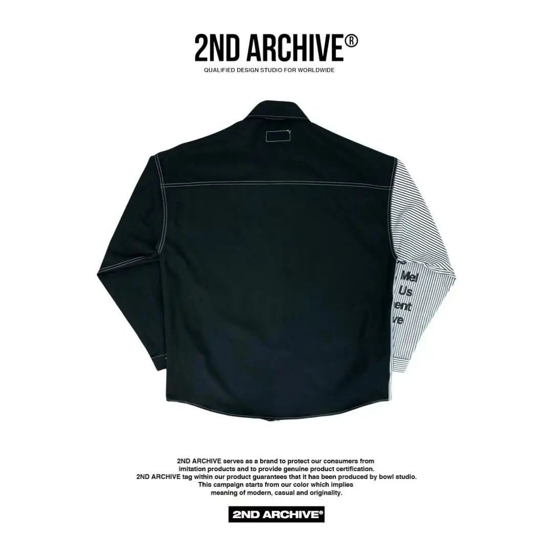 韓國直送🇰🇷 2ND ARCHIVE Overfit Lettering half and half color combination Shirt - HLY & CHOCCICO