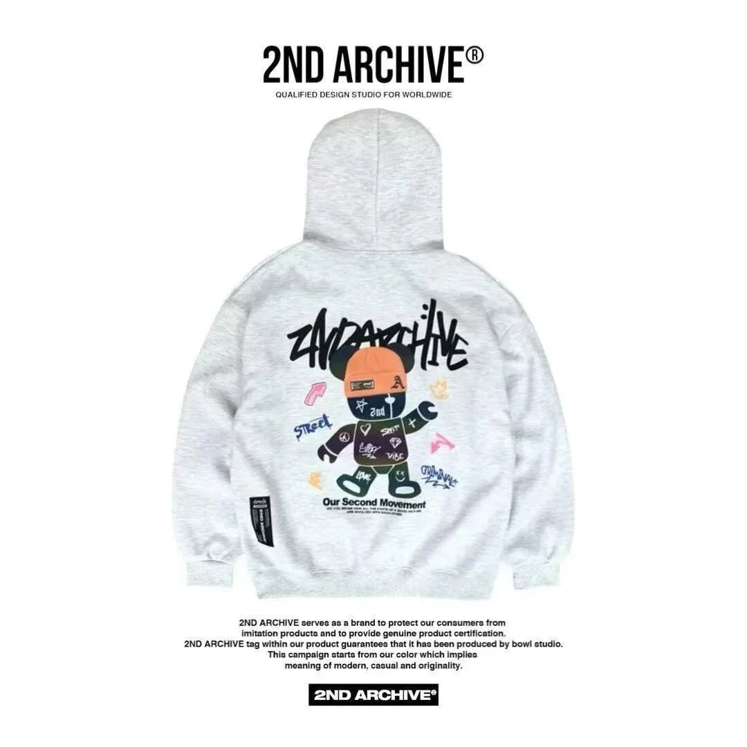 韓國直送🇰🇷 2ND ARCHIVE Tattoo Beanie Bear Hoodies - HLY & CHOCCICO