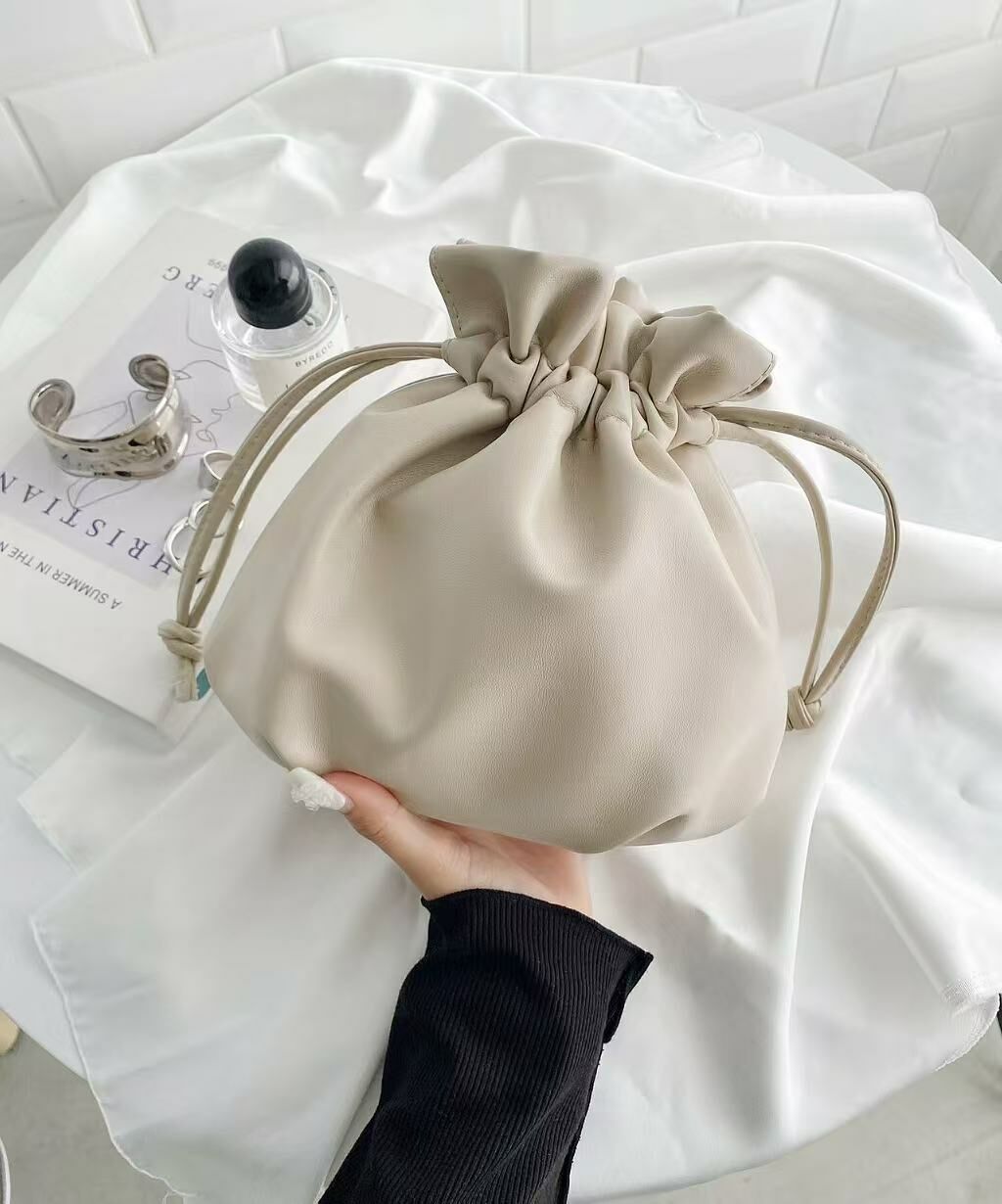 日本直送2WAY Faux Leather Drawstring Mini Shoulder Bag - HLY & CHOCCICO