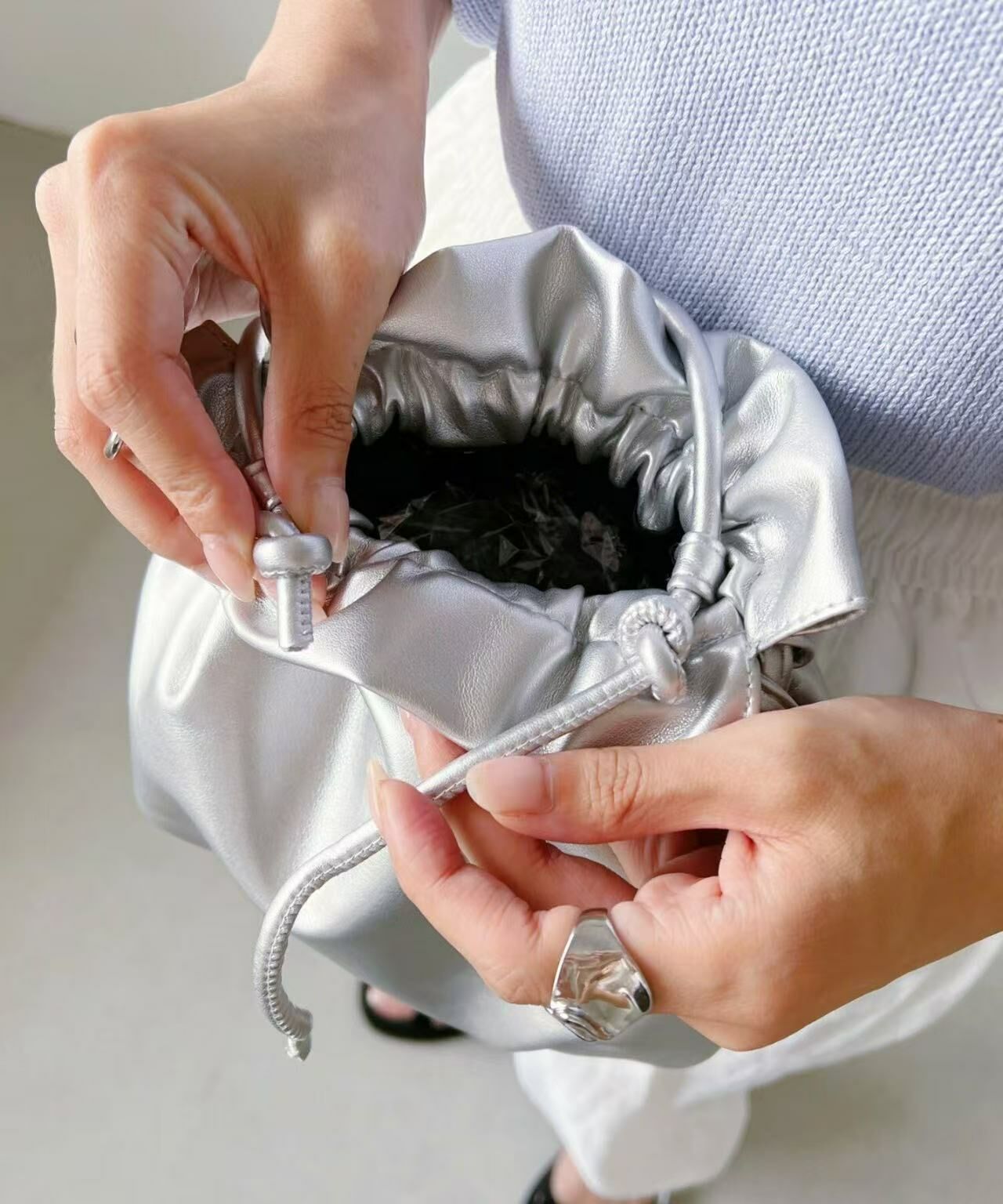 日本直送2WAY Faux Leather Drawstring Mini Shoulder Bag - HLY & CHOCCICO