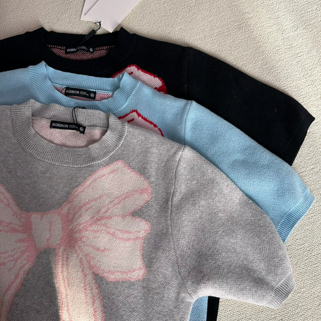韓國潮牌RonRon knitted short sleeves - 3 Color - HLY & CHOCCICO