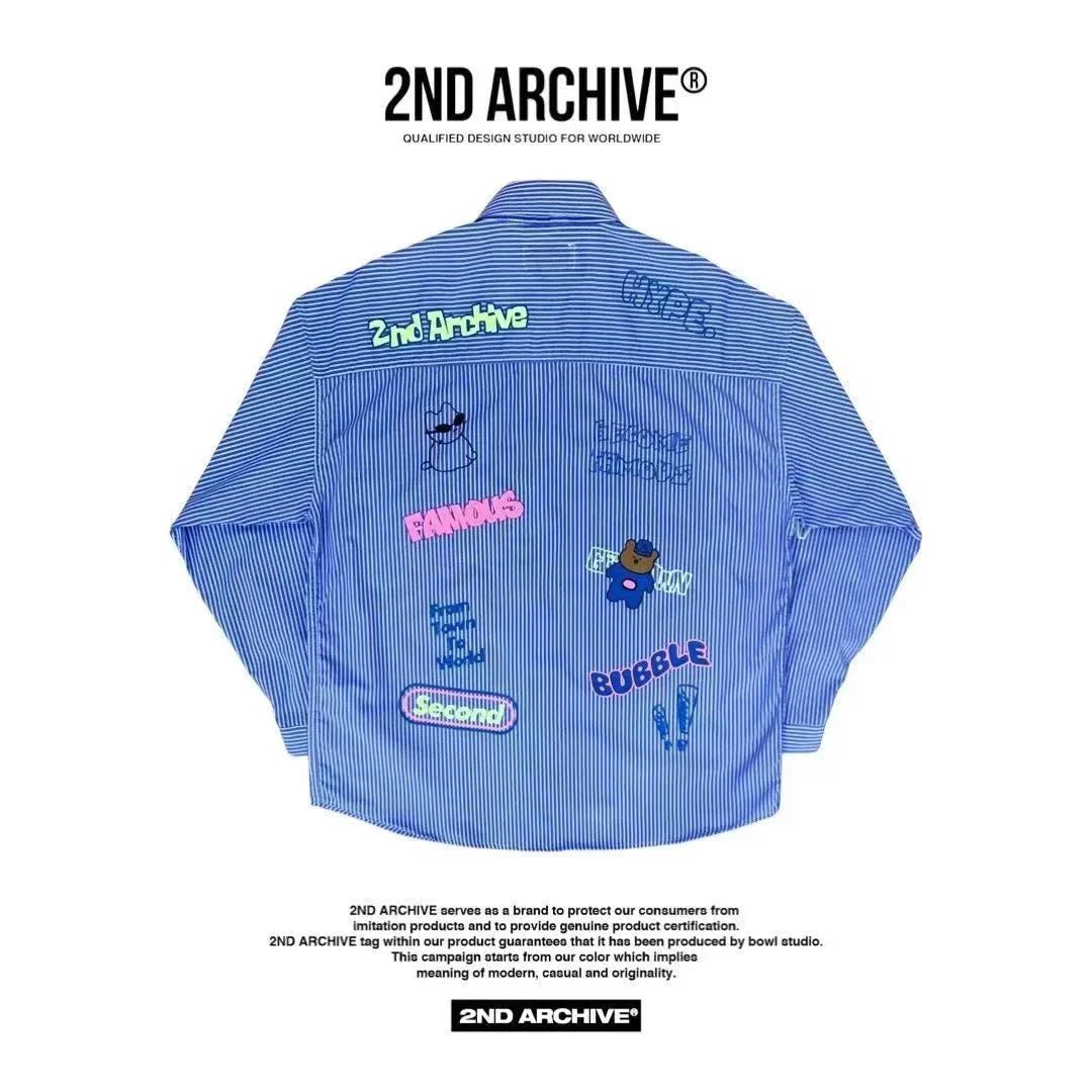【一口價$379/件】🇰🇷韓國直送🇰🇷 2ND ARCHIVE Blue Bear Print Shirt - 4 Color - HLY & CHOCCICO