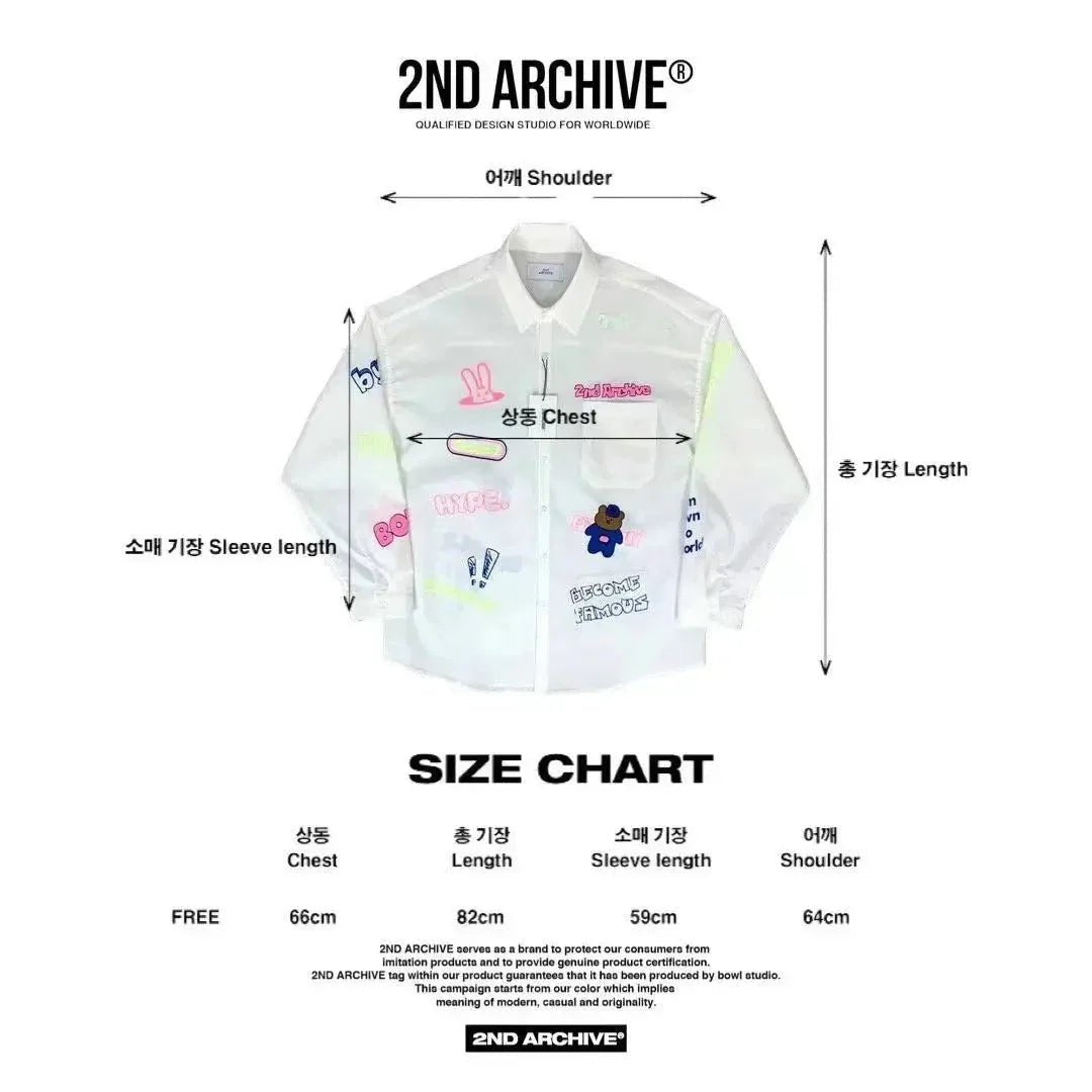 【一口價$379/件】🇰🇷韓國直送🇰🇷 2ND ARCHIVE Blue Bear Print Shirt - 4 Color - HLY & CHOCCICO