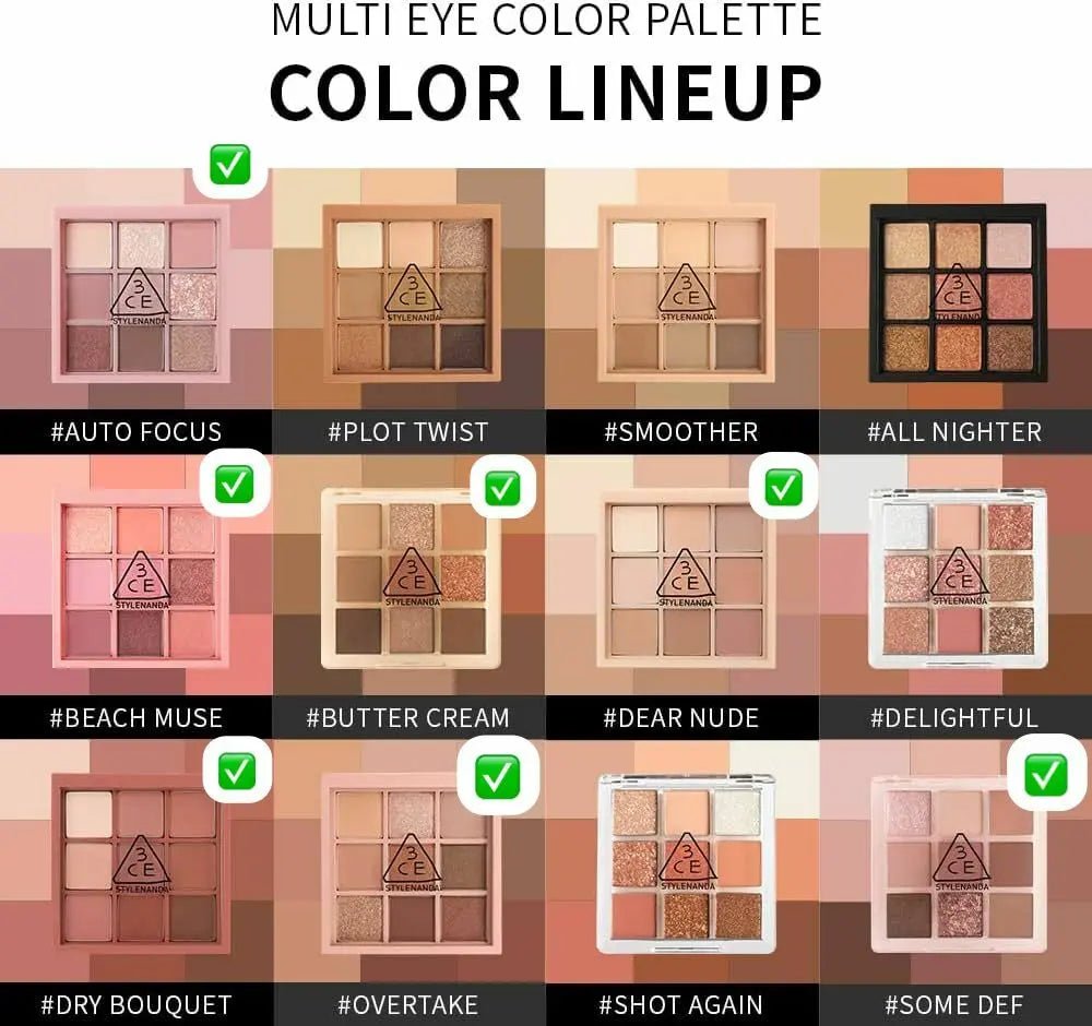 3ce Multi Eye 👁️ Color Palette 🎨 九色眼影盤 💜7 色選擇💜 - HLY & CHOCCICO