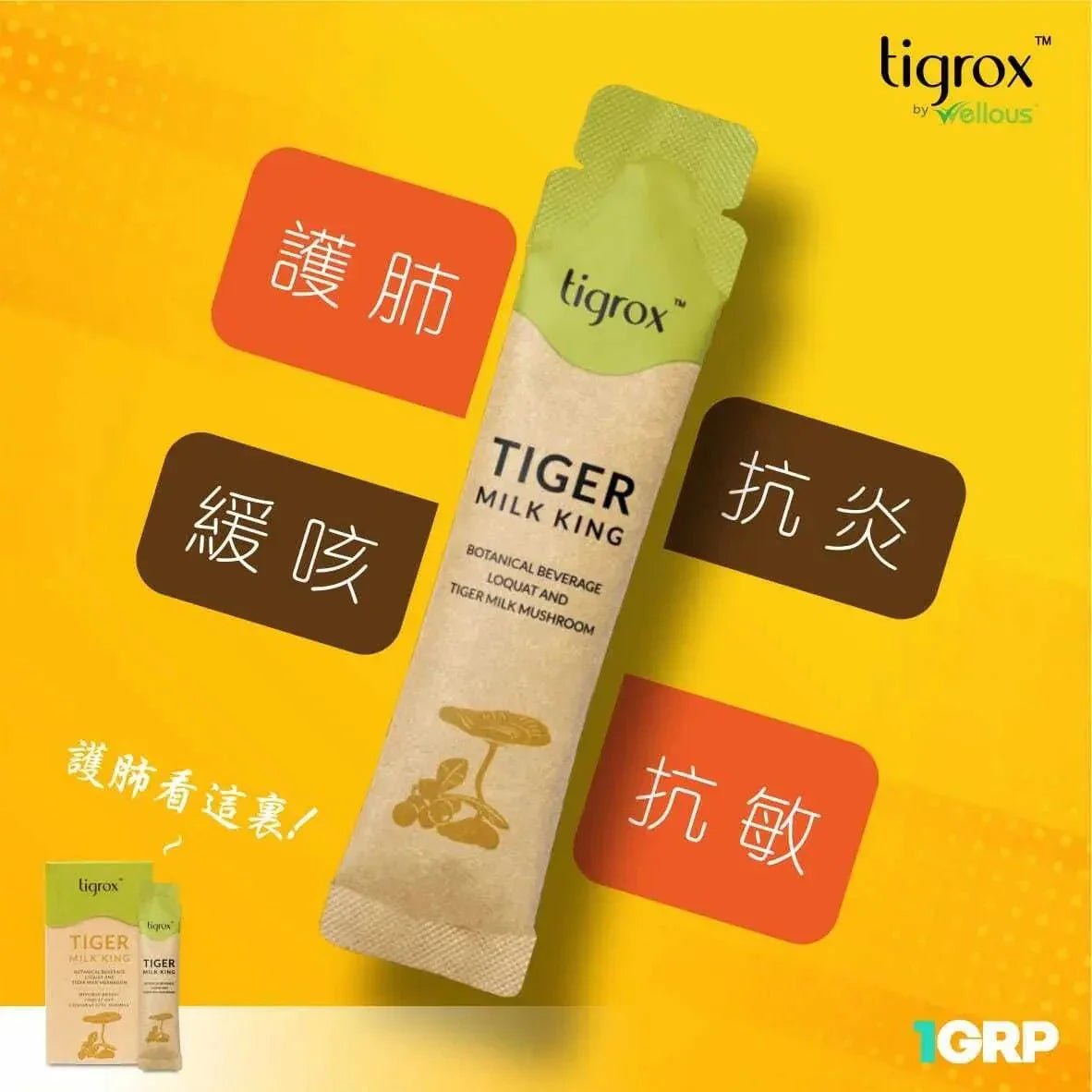 【一口價$700/盒】Tigrox 虎乳芝養肺飲 (1盒20條) - HLY & CHOCCICO
