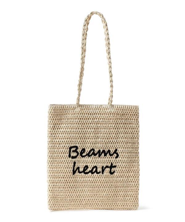 日本直送BEAMS HEART Paper Logo Embroidered Tote Bag
