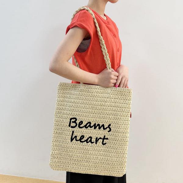 日本直送BEAMS HEART Paper Logo Embroidered Tote Bag