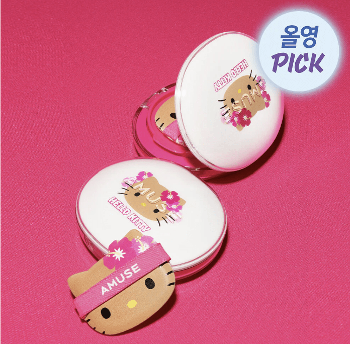 🌸韓國直送🇰🇷Amuse x Hello Kitty Ceramic Skin Perfector 陶瓷肌純氣墊粉限定套裝(曬黑版) - HLY & CHOCCICO