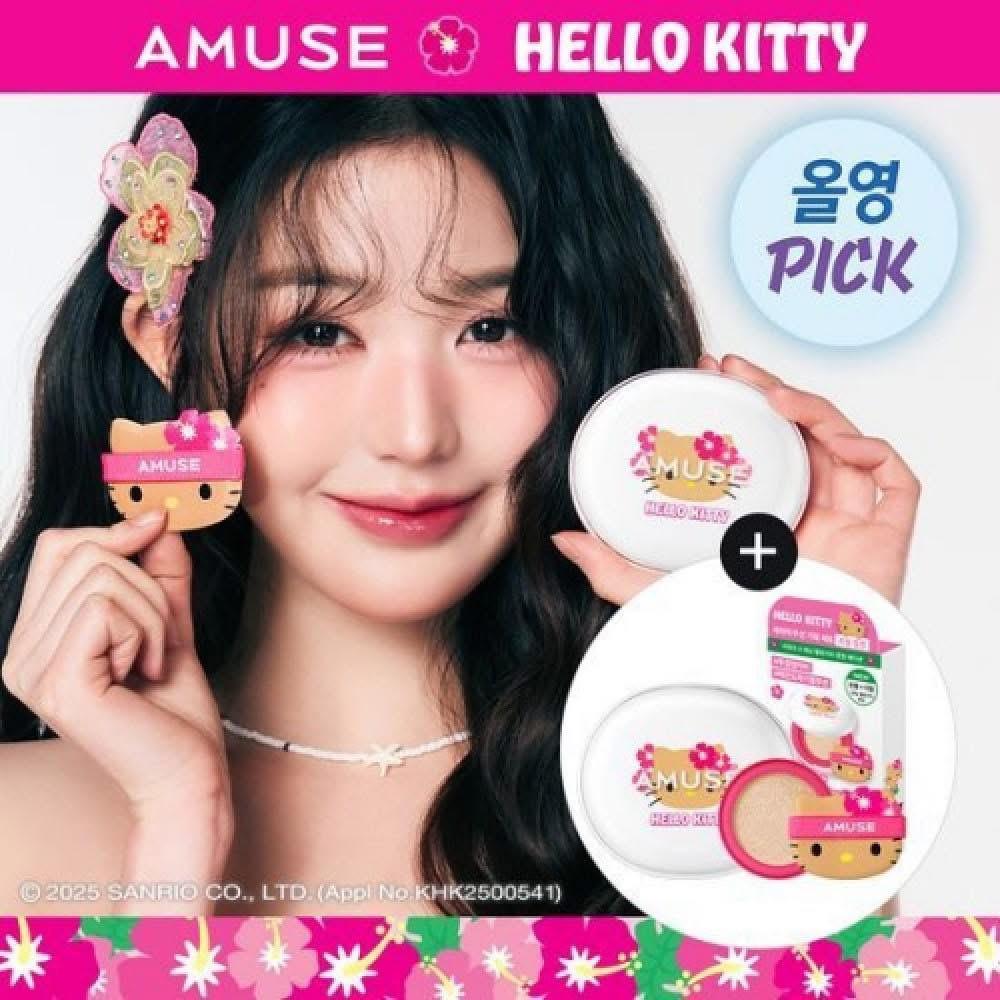 🌸韓國直送🇰🇷Amuse x Hello Kitty Ceramic Skin Perfector 陶瓷肌純氣墊粉限定套裝(曬黑版) - HLY & CHOCCICO