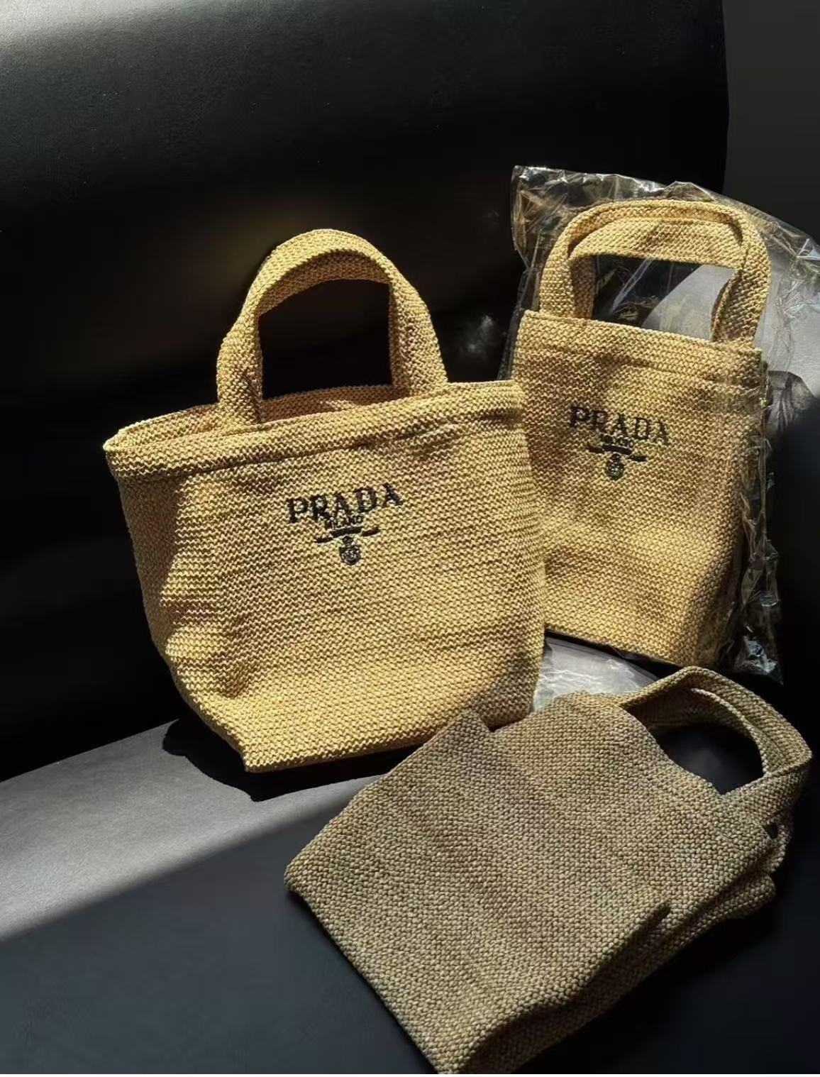 Prada Beauty 麻質草手提袋 Gift (有盒) - HLY & CHOCCICO