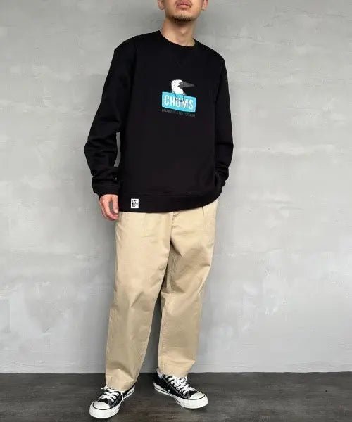 CHUMS OLD BOOBY FACE Logo Print Crew Neck Sweatshirt - HLY & CHOCCICO