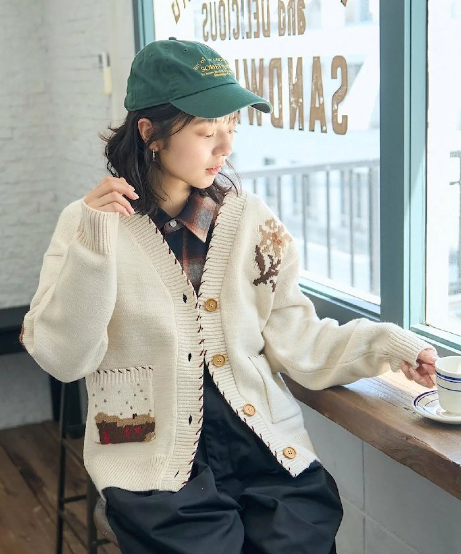 日本直送Country Jacquard Knit Cardigan - HLY & CHOCCICO