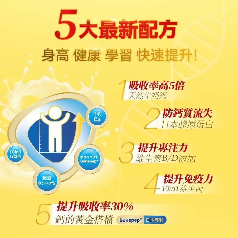 Dr.Parent 專利膠原肽天然雙鈣快高成長飲 HLY & CHOCCICO