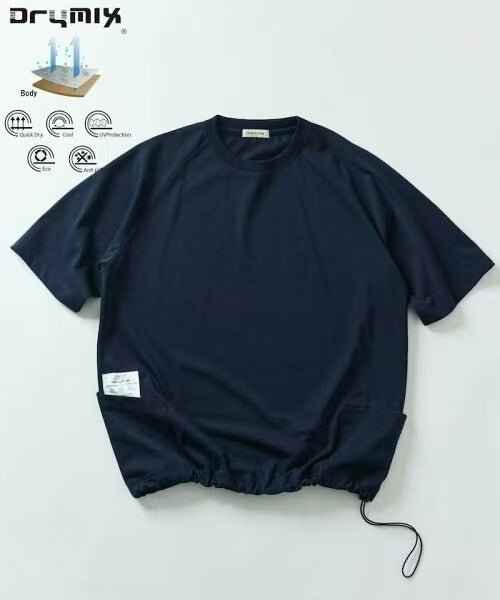 日本直送Drymix Dry Mix Relax Fit Side Pocket Crew Neck Tee